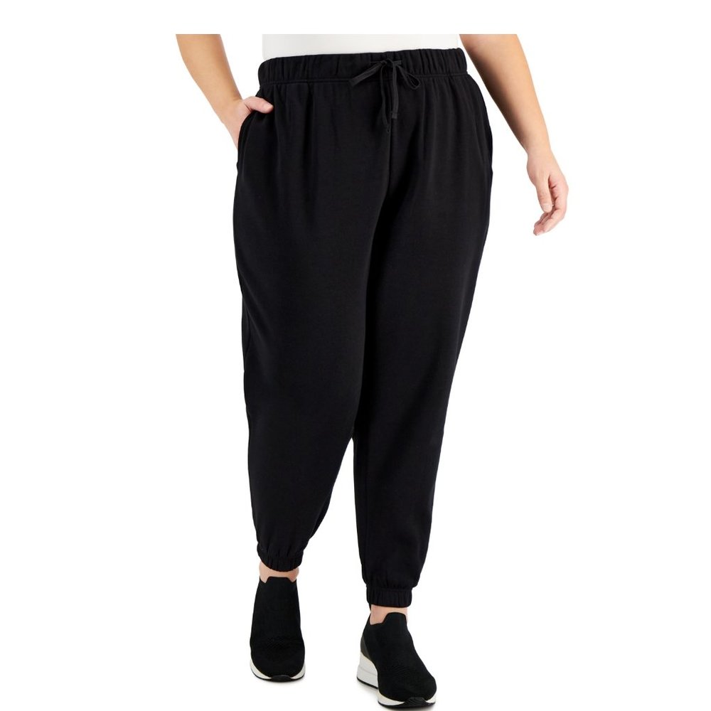 NWT ID Ideology Womens Pull On Jogger Sweatpants Black Size 1X $50 B354
